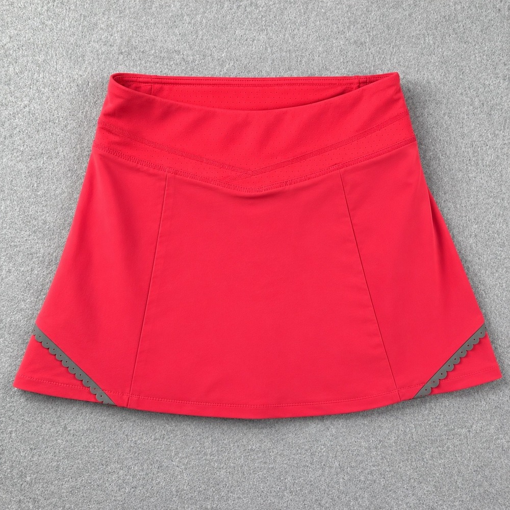 Title Nine Nimblene Skort XS Red Scalloped Reflective Trim Athletic‎ Tennis Golf